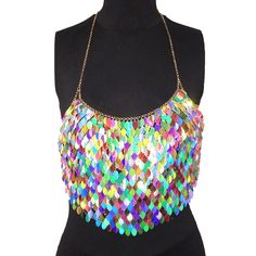 Body Shein, Female Na'vi, Metal Chest, Sequin Halter Top, Rave Looks, Women Dance, Festival Outfits Rave, Jazz Dance Costumes, Outfits Rave