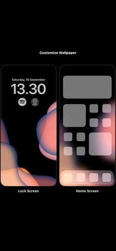 an iphone screen with the time displayed on it, and two different screens showing them