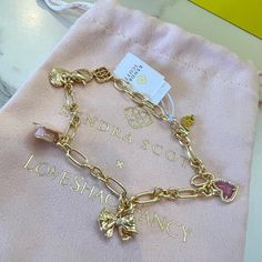 Brand New In Gift Box And Dust Bag. On Hand And Actual Item Is Pictured. Loveshackfancy Kendra Scott Collab Gold Charm Bracelet Girlie Christmas Gifts, Pura Vida Charm Bracelets, Gifts To Make For Best Friends, Cute Gifts For Friends Cheap, Cute Couple Gifts For Her, Evry Jewels Bracelet Stack, Charm Bracelet Kit, Gold And Silver Charm Bracelet, Gold Jewelry Earings