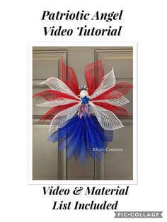 an image of a red, white and blue wreath with the words patriotic angel video tutor