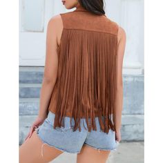 FASHION FEATURES: Women's Fringe Tank Top Detail Faux Suede Fabric, 60's Hippie Style, Open Placket, No Collar, Long Fringe, Great for Layering, Slim Fit, Solid Color and Some Studs on the Chest. Make you beautiful, charming and cool Spring Sleeveless Vest With Tassels, Fitted Fringe Vest, Sleeveless Tassel Vest For Spring, Sleeveless Summer Vest With Tassels, Fitted Sleeveless Vest With Fringe, Trendy Sleeveless Fringe Tops, Brown Sleeveless Fringe Vest, Brown Fringe Vest For Fall, Fitted Fringe Vest For Fall