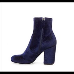 Never Worn! Chic Blue Formal Boots, Elegant Blue Spring Boots, Elegant Blue Heels For Fall, Blue Closed Toe Formal Boots, Formal Blue Closed Toe Boots, Elegant Blue Heels For Winter, Chic Blue Boots With Round Toe, Blue Pointed Toe Heels For Fall, Casual Blue Almond Toe Heels