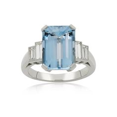 4.33 Carats Aquamarine and Diamond Baguette Platinum Ring For Sale at 1stDibs Luxury Rings With Baguette Cut Gemstone Accents, Luxury Topaz Baguette Cut Ring For Formal Occasions, Luxury Baguette Cut Topaz Ring For Anniversary, Luxury Topaz Ring With Baguette Cut And Accent Stones, Luxury Formal Baguette Cut Topaz Ring, Luxury Topaz Baguette Cut Ring, Luxury Baguette Cut Topaz Ring, Luxury Baguette Cut Topaz Ring With Center Stone, Luxury Baguette Cut Topaz Ring Gift