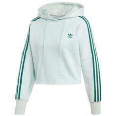 Brand New With Tag Vapour Green Cropped Large Adidas Sweatshirt Women, Vintage Adidas Sweatshirt, Adidas Floral, Adidas Pullover, Adidas Crop, Crop Top Hoodie, Hoodie Logo, Striped Sweatshirts, Adidas Sweatshirt