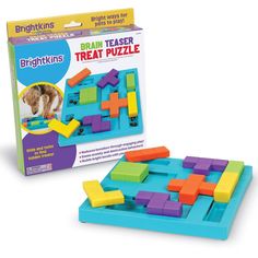 These sliding, spinning shapes turn your dog’s mealtime into a brain-teasing dog puzzle! Your pooch will use their brain, nose, and paws to solve this stimulating snack challenges found in the Brain Teaser Treat Puzzle, one of the fun interactive dog toys from Brightkins. Inspired by the classic game of falling blocks, this dog puzzle toy comes with eight pentominos that move to reveal hidden treat compartments. As dogs sniff, twist, and slide their way to the treats in this dog food puzzle, the Food Puzzle, Dog Goggles, Dog Puzzle Toys, Dog Enrichment, Dog Puzzles, Cleaning Toys, Interactive Dog Toys, Brain Teaser, Dog Safety