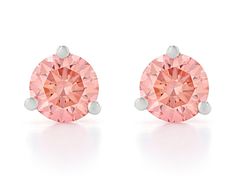 1.00ctw round pink lab-grown diamond, rhodium over 14kt white gold martini stud earrings. Measures approximately 3/16"L x 3/16"W and have screw back backings. Gia Certified Pink Fine Jewelry Earrings, Pink Round Diamond Earrings, Pink Brilliant Cut Round Diamond Earrings, Pink Round Brilliant Cut Earrings, Pink Brilliant Cut Round Earrings, Gold Martini, Jtv Jewelry, Martini, Lab Grown