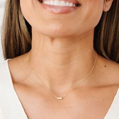 a clean, raw brass rectangle bead is strung on 16" of chain. This necklace should fall right in the middle of your clavicle. very cute on its own or as part of a layered look Rectangle Necklace, Necklace Simple, Layering Necklace, Simple Necklace, Handmade Necklace, Raw Brass, Layered Necklaces, Handmade Necklaces, Or Rose