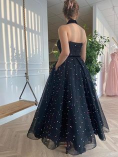 Organza Midi-length Evening Dress, Organza Midi Length Evening Dress, Organza Evening Dress, Midi Length, Organza Midi Evening Dress, Embroidered Tulle Evening Dress, Party Organza Midi Evening Dress, Organza Midi Length Evening Dress For Party, Black Midi Dress With Tulle Skirt, Embroidered A-line Midi Dress For Party