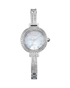 Citizen Eco Drive Silhouette Crystal Watch, 25mm Citizen Eco Drive, Crystal Watch, Bangle Design, Eco Drive Watches, Citizen Watch, Citizen Eco, Crystal Watches, Crystal Bangle, Jewelry Clasps