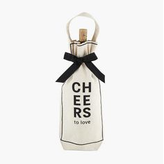 a wine bottle with a corkscrew in it that says cheers to i love