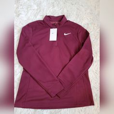 Nike Womens Dri-Fit 1/4 Zip Dj8521-670 Burgundy With White Swoosh Size M Tops Nike, Nike Red, Nike Womens, Nike Tops, 1/4 Zip, Dri Fit, Nike Women, Womens Tops, Sweatshirts Hoodie