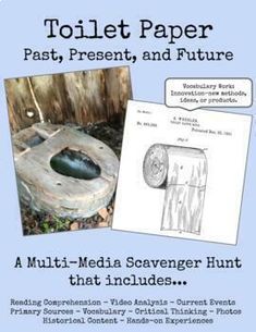 the cover of toilet paper past, present, and future with an image of a broken toilet