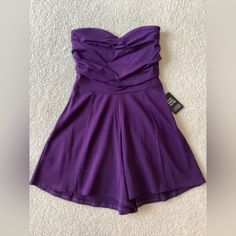 Express Strapless Shorts Romper In Eggplant. Perfect For A Shower Or Semi Casual Event. 95% Cotton. 5% Spandex. Bundle Discounts Are Offered Dark Purple Romper, Summer Strapless Elastane Jumpsuit, Blush Pink Jumpsuit, Black Strapless Jumpsuit, Purple Romper, Black Ruffle Top, Chiffon Romper, Halter Romper, One Shoulder Jumpsuit