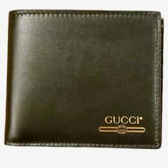 Nwot Gucci Black Leather Wallet Gold Gucci Name Will Put In A Genuine Gucci Box Designer Gucci Wallet With Logo Plaque, Designer Wallets With Engraved Logo For Professional Use, Designer Business Wallets With Engraved Logo, Luxury Gucci Wallets With Logo Plaque, Designer Business Wallet With Logo Plaque, Gucci Leather Wallet With Rfid Blocking, Gucci Leather Wallets With Rfid Blocking, Gucci Bifold Wallet For Everyday Use, Gucci Leather Wallet For Business