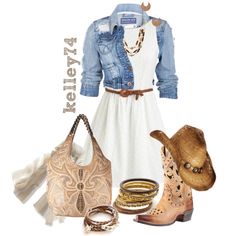 "Cowgirl Up" by kelley74 on Polyvore Cutout Boots, 2022 Outfits, Fashion Mom, Southern Outfits, Country Girls Outfits, Country Dresses, Country Fashion, Cowboy Outfits