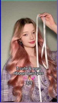 3 cute and easy ribbon hairstyles 3/3 #hairinspiration #hairtutorial #hair #ribbonhair #hairideas #coquette #foryou #hairstyles #explorepage #dailyhair #easyhairstyles Hair Ribbons Hairstyles, Extreme Haircut, Haircut Transformation, Before And After Hair, Ribbon Curls, Different Types Of Curls, Ribbon Braids, Hair Style Korea, Cute Simple Hairstyles