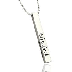 Family Bar, Custom Bar Necklace, Engraved Bar Necklace, Side Bar, Friendship Necklace, Engraved Pendant, Custom Bar, Friendship Necklaces, Silver Bar