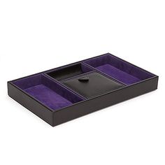 a black and purple tray with two compartments