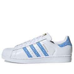 adidas Superstar 'Real Blue Logo Print' EG2916 (SNKR/Skate/Casual/Unisex/Low Top/Classic) Blue Skate Shoes With Three Stripes For Streetwear, Blue Skate Shoes With Three Stripes And Round Toe, Blue Three Stripes Skate Shoes With Round Toe, Blue Streetwear Sneakers With Three Stripes, Blue Adidas Custom Sneakers, Blue Adidas Skateboarding Sneakers, Custom Blue Adidas Sneakers With Logo, Blue Adidas Custom Sneakers For Streetwear, Blue Logo