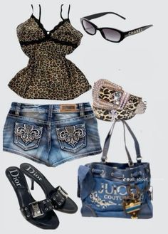 #ideas #inspofashion #clothing #2000s #mcbling #y2k #leopard 2000s Fashion Inspiration, Mcbling Fashion, Trashy Outfits, 2000s Outfit, 2000s Mcbling, Outfits 2000s, 2000s Outfits, Gyaru Fashion, Y2k Mcbling