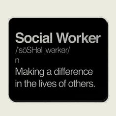 a black and white coaster with the words social worker on it's back side