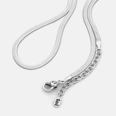 The perfect adornment for any occasion, this sterling silver herringbone chain is finished with a handcrafted moon clasp.Sterling Silver. The chain can be lengthened by up to 5cm using the sizing rings. Herringbone Chain, The Chain, Pendant Bracelet, Chain Pendants, Ring Necklace, Heavy Metal, Herringbone, Chains Necklace, Necklaces Bracelets