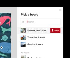 a screen shot of a pin board with an image of fish and sea creatures on it