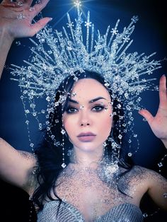 Snow Crystal Crown Woodland Crown Christmas Halo Crown Ice - Etsy Snowflake Headbands, Ice Queen Nails, Nails Winter Wonderland, Queen Decor, Ice Queen Dress, Ice Crown, Snow Queen Costume, Ice Queen Costume, Christmas Headpiece