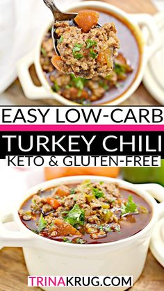 easy low - carb turkey chili keto and glutenfree soup is the perfect way to enjoy it