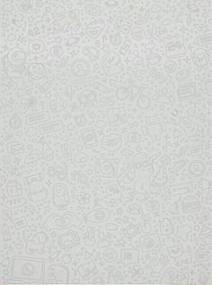 a white wallpaper with small drawings on it