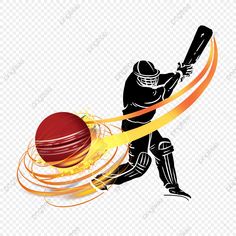 a cricket player hitting the ball with his bat, on transparent background png clipart