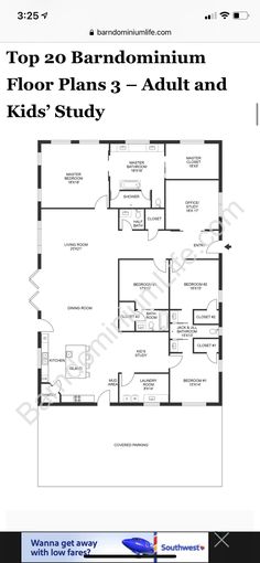 the floor plan for an apartment with two bedroom and one bathroom in each room, which is