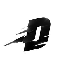 a black and white photo of the letter d on a white background with light streaks