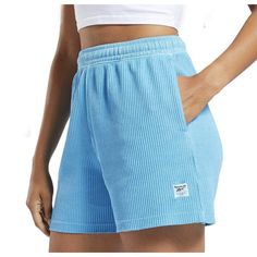 Reebok Waffle Knit High Waisted Shorts New With Tags Color Essential Blue Size S Reebok Women, Womens Reebok, Active Wear Shorts, Knit Shorts, Shorts Athletic, Dream Clothes, Waffle Knit, Athletic Shorts, High Waisted Shorts