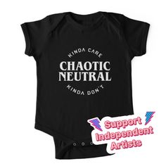 Soft and durable One-Piece - Short Sleeve kids clothing. Solid colors are 100% cotton, heather colors are cotton blends. Range of color options. Chaotic Neutral Alignment Kinda Care Kinda Don't Funny DnD Quotes Funny Onies Baby Shower Gifts, Dnd Quotes, Funny Dnd, Quotes Kids, Chaotic Neutral, Baby One Piece, Quotes For Kids, Kids Clothing, Color Options