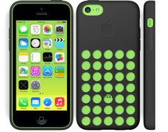 an iphone case with green dots on the front and back cover, next to another phone