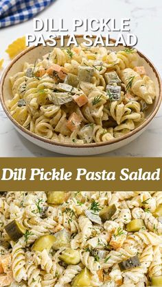 this pasta salad is made with dill pickle and pasta