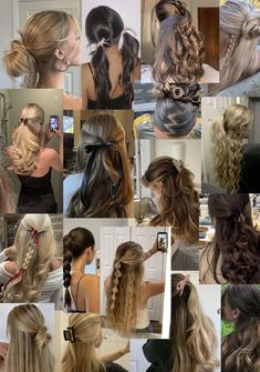 Hair Styles For Dark Brown Hair, Buns With Bows, Y2k Bun, Clawclips Hairstyles, Brunette Bun, Slickback Hairstyle, Blond Brunette