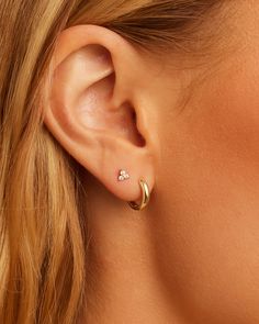 Diamond Bali Flat Back Studs – gorjana Gold Earrings Second Hole, Gold Huggie Earrings Aesthetic, Gold Earrings For Doubles, Small Huggie Earrings, Minimalist Ear Piercings Both Ears, Double Ears Pierced Earrings, 2 Peircings Women, Earring 2 Holes, Second Piercing Earrings Gold