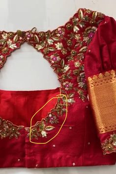 Red And Blue Blouse Work Designs, Red Colour Blouse Designs, Blouse Designs For Bride, Green Blouse Designs, Saree Jacket Designs, Blue Blouse Designs