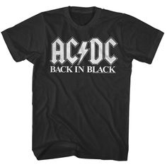 "ACDC Men's T-Shirt by American Classics Part Scottish, part Aussie, 100% Rock Legends! Formed in Sydney in 1973, AC/DC went from Dirty Deeds Done Dirt Cheap on the Highway to Hell to Back to Black in The Flick of the Switch! They have sold over 200 million albums worldwide and they are still working on new music. Wear some rock history, this cool ACDC Back in Black Men's T Shirt has a vintage style print with a distressed look as if you bought it at an AC/DC Concert Tour in the 80's     What's included:   Black printed t-shirt  Available in all sizes and Big & Tall sizes (S, M, L, XL, 2XL, 3XL, 4XL, 5XL, 6XL, LT, XLT, 2XLT, 3XLT, 4XLT)  Officially licensed apparel  Made of quality 100% cotton  Full-color vintage-style print to the chest  Double-needle sleeve and bottom hem  Pre-washed to Acdc Shirt, Back In Black, Rock And Roll Bands, Rock N Roll Music, Tour Merch, Band Music, Rock T Shirts, Black Vintage, Ac Dc