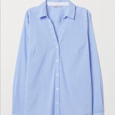 Nwt. Size 6 Chic Blue H&m Tops, Chic Blue Blouse From H&m, H&m Blue Workwear Top, Casual Blue H&m Blouse, Chic Blue Blouse By H&m, Blue H&m Top For Work, Chic Blue H&m Blouse, Blue Collared H&m Top, H&m Blue Button-up Tops