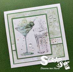 a close up of a card with a martini