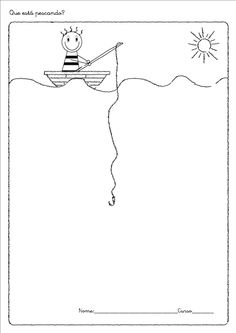 a cartoon drawing of a man in a boat