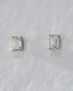 The Ultimate Emerald Solitaire Studs | Luv Aj Luv Aj, Solitaire Studs, Solitaire Diamond, Diamond Stud Earrings, Fine Jewels, Diamond Stud, Stunning Earrings, Brilliant Diamond, Diamond Earrings Studs