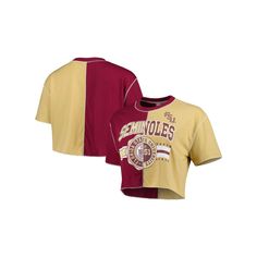 Update your wardrobe with an emphatic Florida State Seminoles top thanks to this Colorblock T-shirt from ZooZatz. Its out-of-this-world design is finished with bold team graphics, so you can effortlessly showcase your fan pride. Complete with a cropped design for trendy appeal, this Florida State Seminoles tee is easy to pair with just about anything.Update your wardrobe with an emphatic Florida State Seminoles top thanks to this Colorblock T-shirt from ZooZatz. Its out-of-this-world design is f Red Cotton T-shirt With Contrast Color, Cotton Graphic Tee With Contrast Color, College Crew Neck Tops With Patchwork, Red Short Sleeve Top With Contrast Color, Crew Neck Patchwork Tops For College, Red Cotton Color Block T-shirt, Red Contrast Color Short Sleeve T-shirt, Red Crew Neck T-shirt With Contrast Color, Retro Crew Neck Tops With Contrast Color