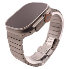 PRICES MAY VARY. 【 Stainless Steel - Titanium Color 】Crafted from Premium Stainless Steel, the band and adapter is electroplated in a precise Titanium color to match and be compatible with Apple Watch Ultra perfectly. The matte finish is smooth and soft to the touch for a comfortable fit 【Folding Buckle Clasp】The butterfly closure folds within the link bracelet. The clasp opens with a click of the two side buttons to release, to quickly and easily slide it off your wrist 【Adjustable Length】The b Apple Watch Silver Band, Apple Watch Ultra Bands, Wood Phone Stand, Apple Watch Ultra, Titanium Bracelet, Watch Ultra, Metal Bracelet, Color Crafts, Metal Band