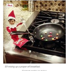 an elf is cooking something on the stove