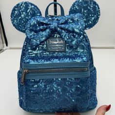 Disney And Loungefly Blue Hydrangea Sequin Ear Backpack Disney Bags, Disney Bag, Blue Hydrangea, Disney Ladies, Women Accessories Bags, Hydrangea, Women's Bag, Sequin, Color Blue