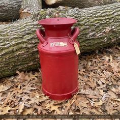 a red fire hydrant sitting on top of leaves